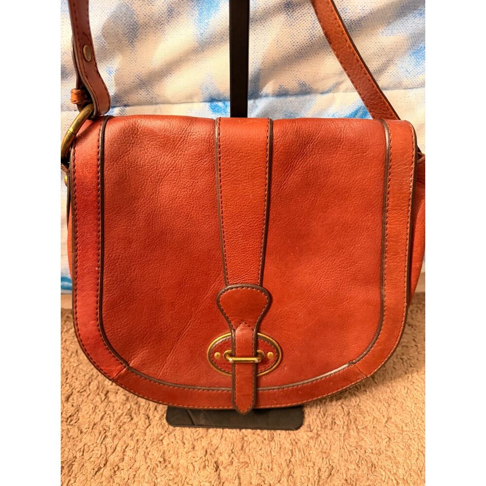 Fossil Vintage Reissue Cognac Brown Leather Saddle Crossbody Bag